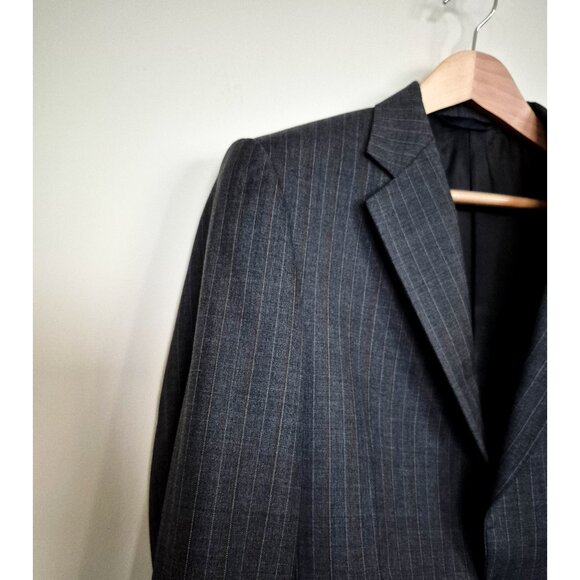 Burberry London Wool Pinstripe Blazer Charcoal Grey, Classic Suit Jacket - Picture 4 of 13